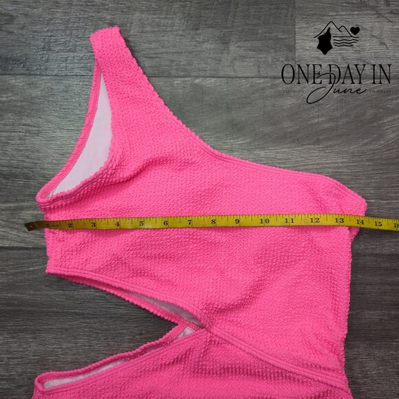 Adisputent Smocked One Shoulder One Piece Swimsuit Size M - Picture 2 of 4